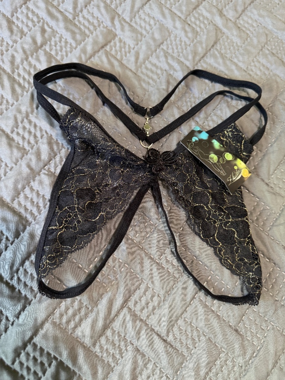 Black panties, crotchless, size S